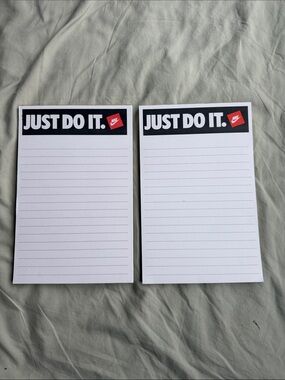 Vintage Nike White Lined Notepads with Black Header and Red Swoosh